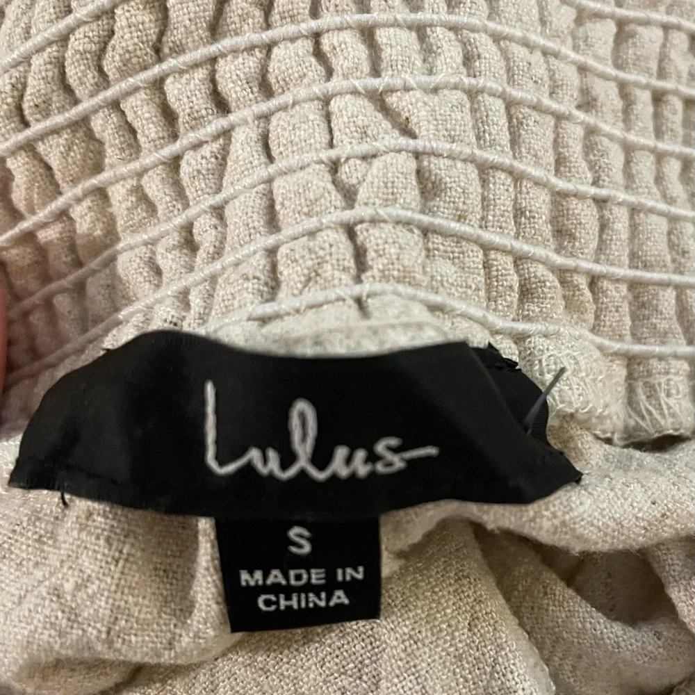 Lulu’s hit the breeze beige smocked wide legged pants - Picture 3 of 3